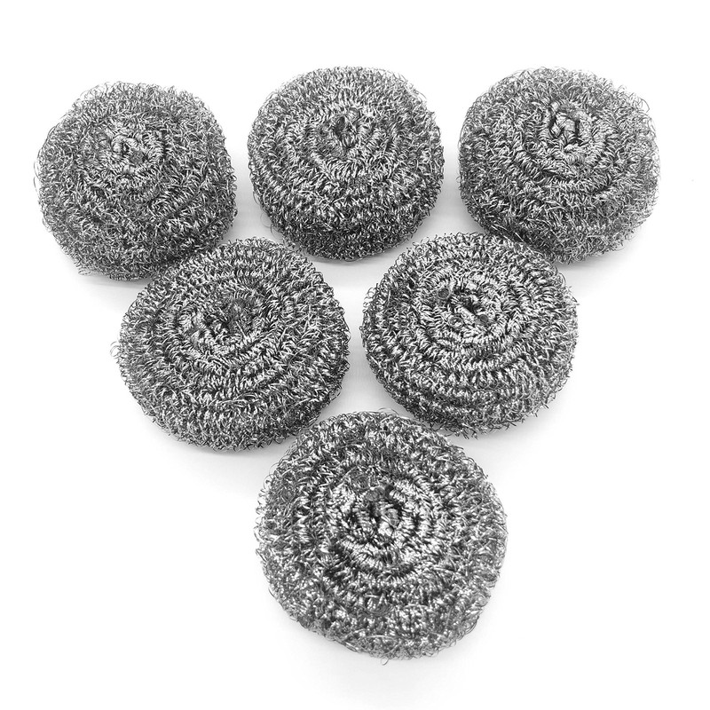 KTOJOY 6 Pack Stainless Steel Wool Scrubber, Scrubbing Scouring 3*1.4, Silver