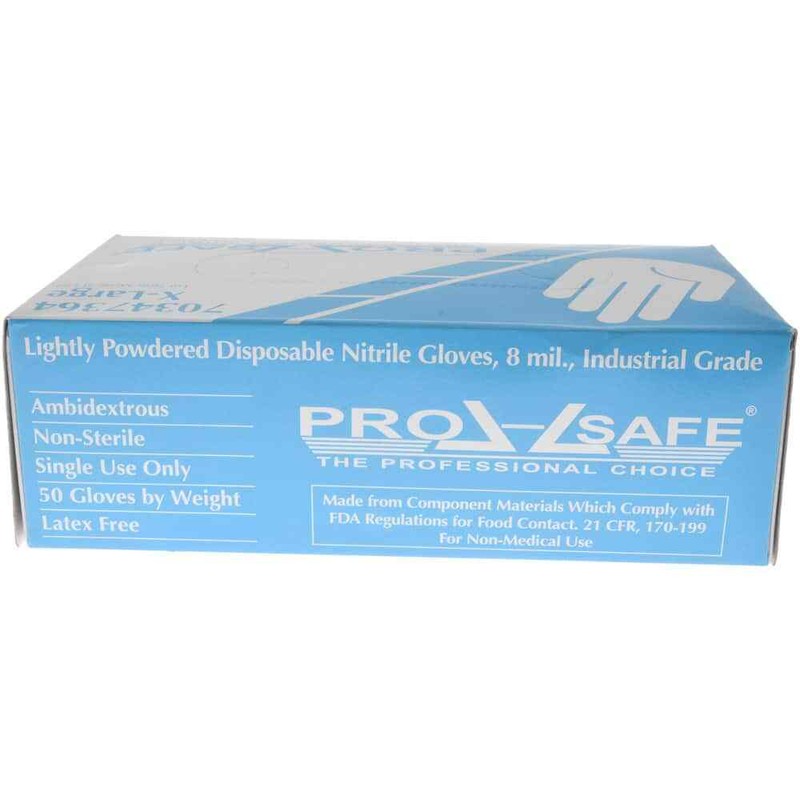 50 Pack PRO-SAFE 31308LB240R6 Disposable Gloves, Size X-Large, 8 mil, Nitrile gallery