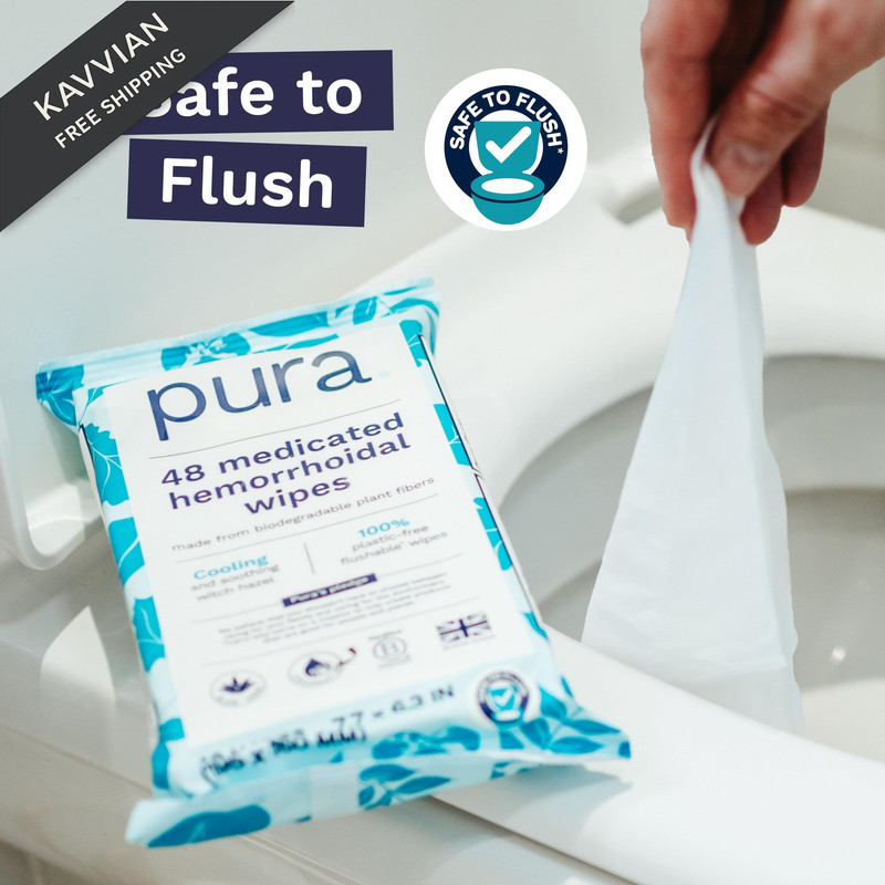 Pura XL Flushable Medicated Wipes for Hemorrhoid 48 Count (Pack of 2), White gallery