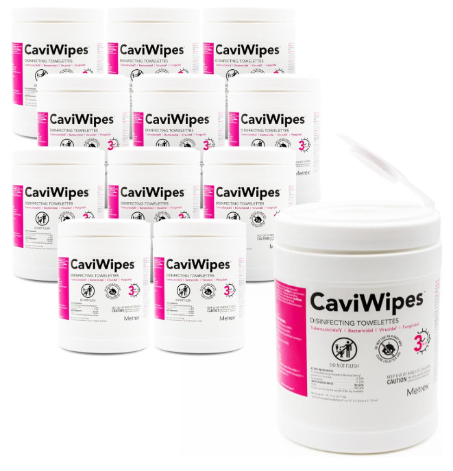 CaviWipes 13-1100 – 6" x 6 3/4"(160 per Canister), 12 Canisters/Case