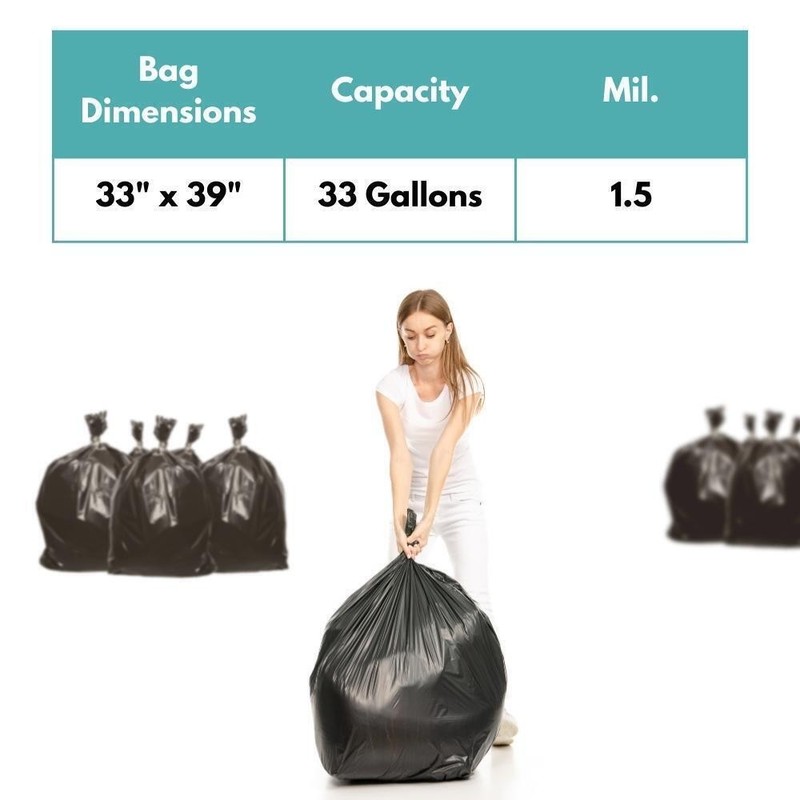 Black Star Sealed Can Liner, LLDPE, 1.5 Mil, 33 Gallons-33"x39", 7500 Bags gallery