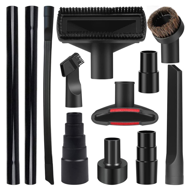 12PCS Universal Vacuum Attachment Kit Wet Dry Plastic 12PCS, Black