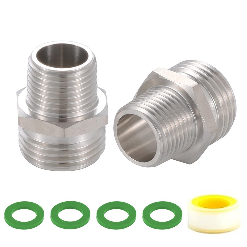 SNUTUYA Garden Hose Adapter - 3/4" D-3/4" GHT Male x 1/2" NPT Male, Silver