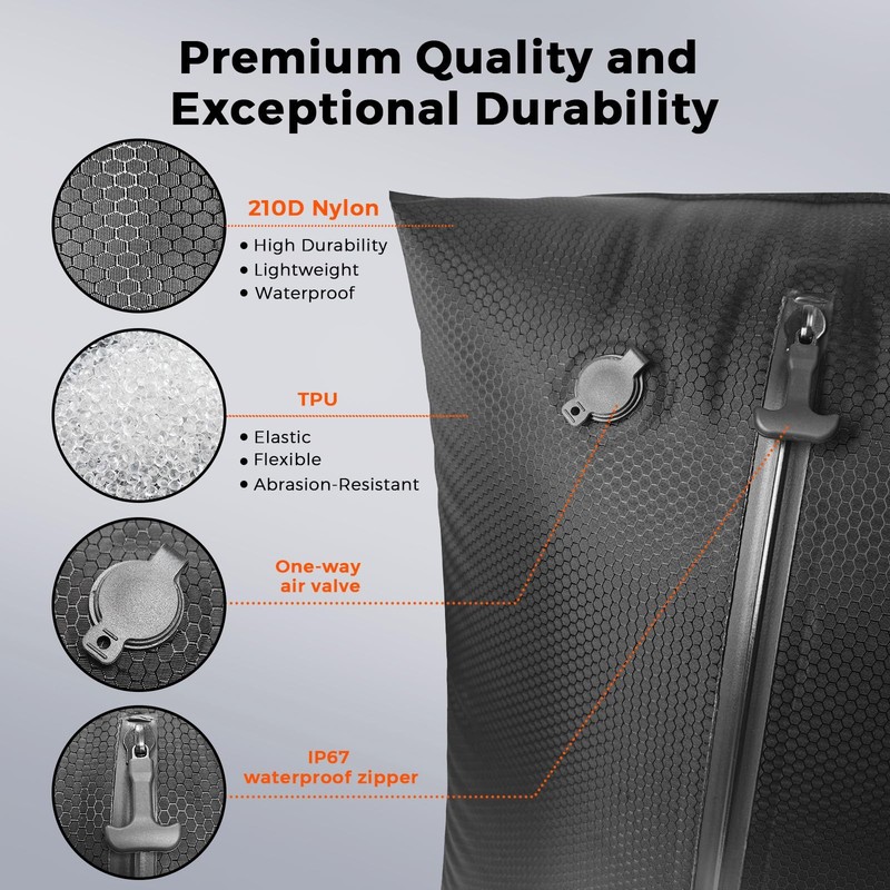 Travel Vacuum Bags with Pump, IP67 Reusable 2PC-PUMP, Black gallery