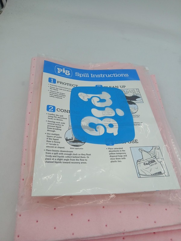 PIG Absorbent Spill Pads Pink Perforated Mat Sheets Chemical Cleanup Industrial