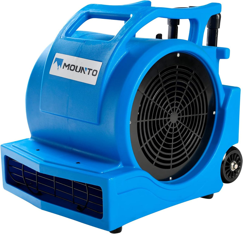 High-Power 3-Speed 1HP Air Mover Dryer with Wheels - 4000+ CFM (Blue) gallery