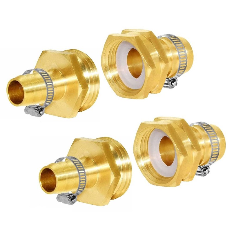 Joywayus Solid Brass Garden Hose Repair Connector with 3/4″ Barb,