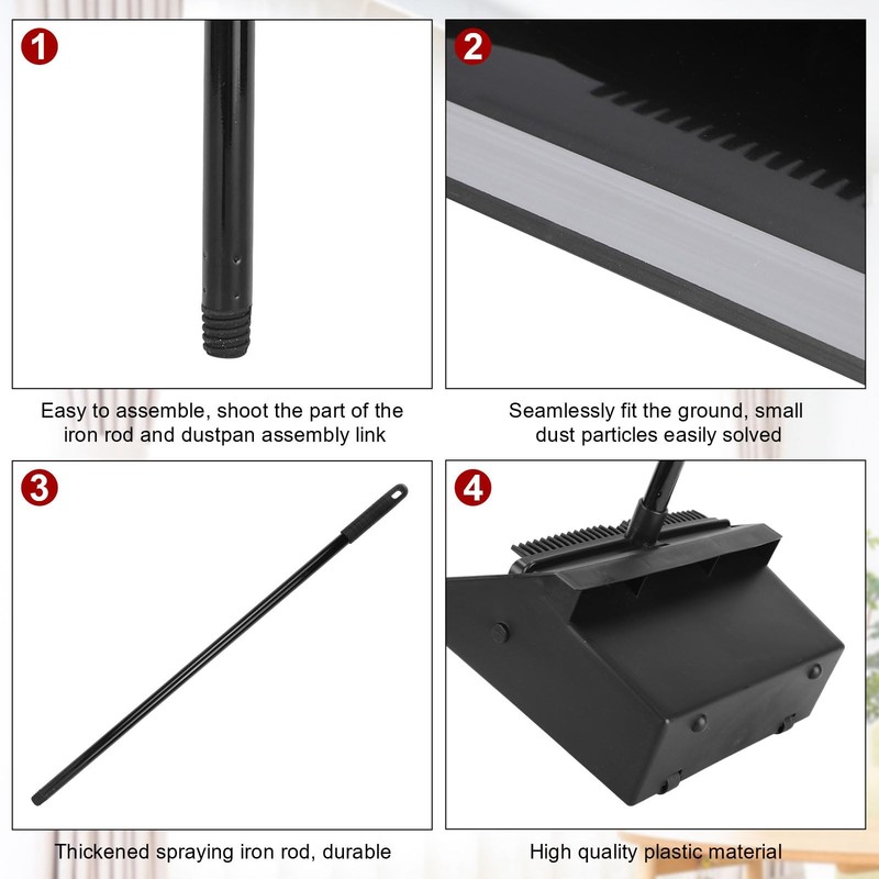 Leumoi 20 Pcs Dust Pans with Long Handle Set 36.6 Inch Commercial Black gallery