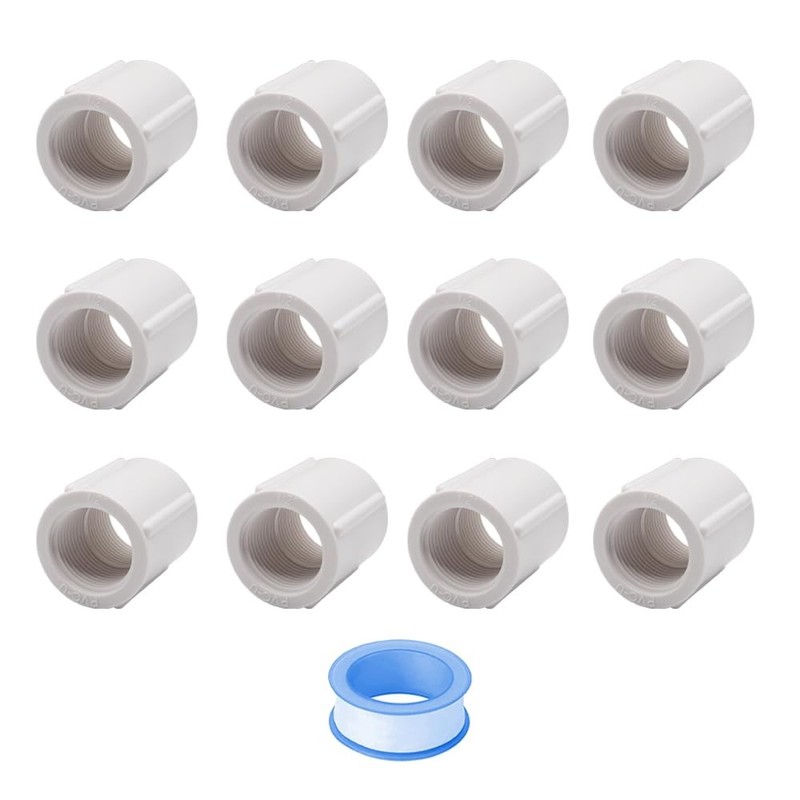 HayEastdor 12PCS 1/2 Inch Female to Threaded PVC 1/2inch 12pcs, White