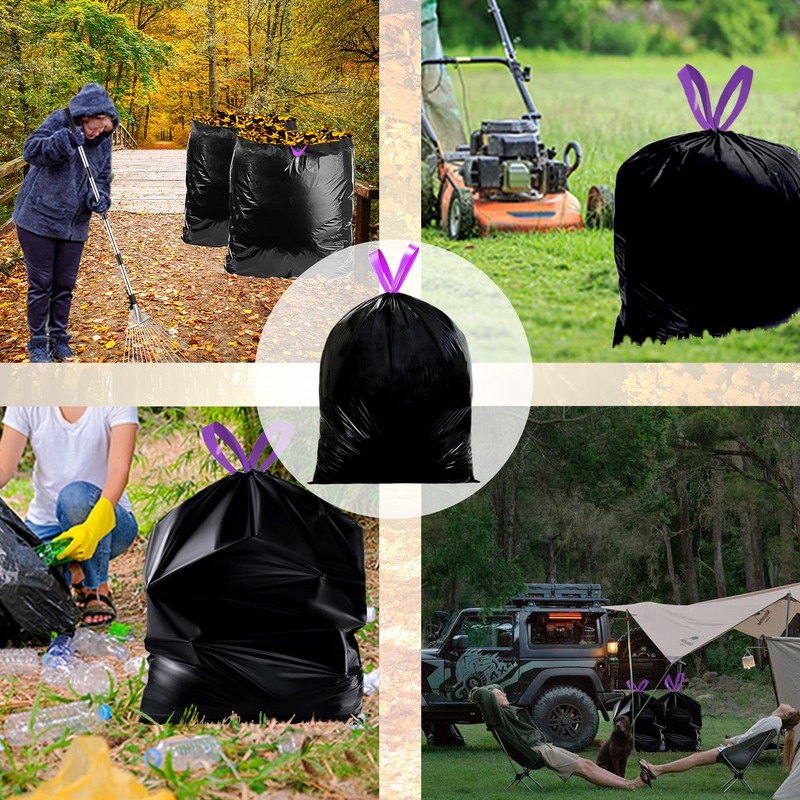 Fullcan 39 Gallon Lawn Leaf Trash Bags 1.2 Mil Heavy Duty Drawstring Garbage gallery