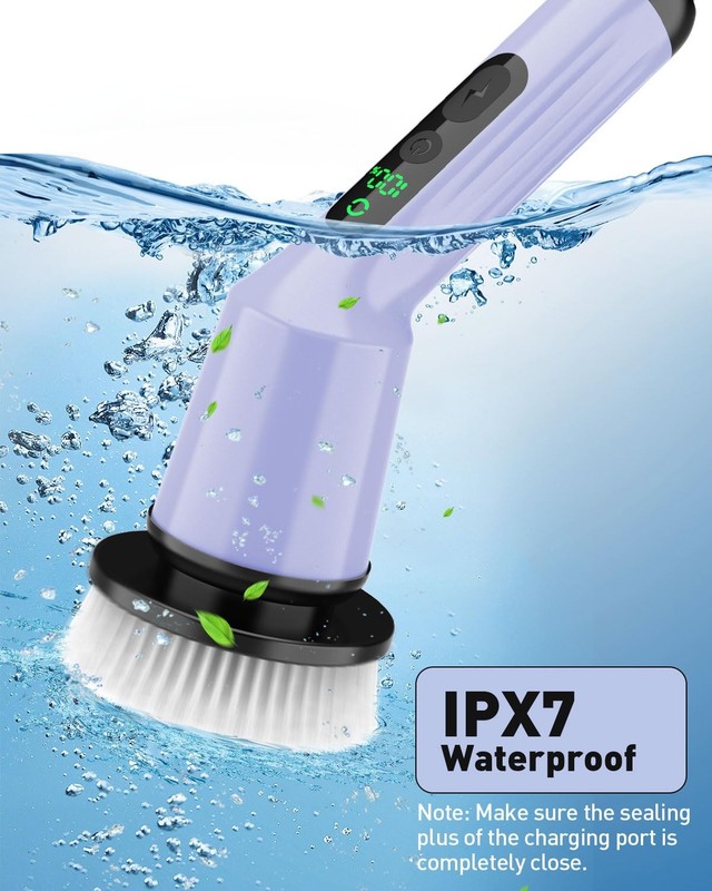 Shower Scrubber with Long Handle, Shower Cleaner Brush with 8 Floor Machine P... gallery