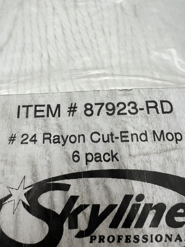 (QTY 6) Skyline 87923-RD Mop Head #24 White Rayon 4PLY Cut End 1.25IN Narrow gallery