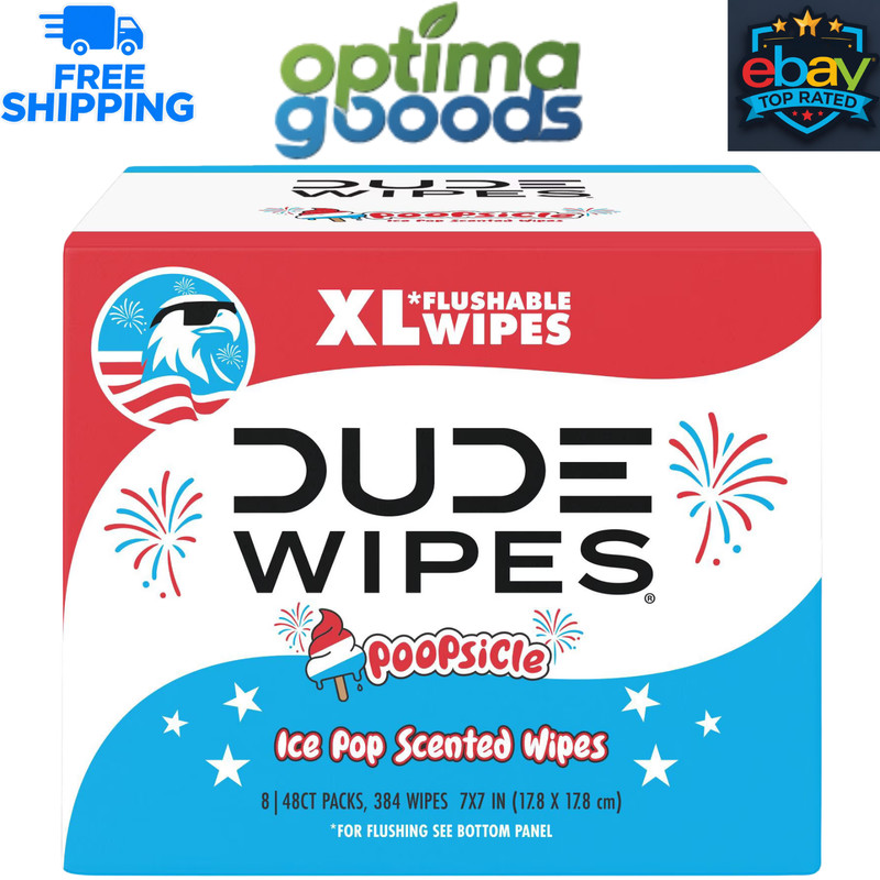 DUDE Wipes XL Flushable Wipes, POOPsicle Scent, 384 Count– Extra-Large Flushable