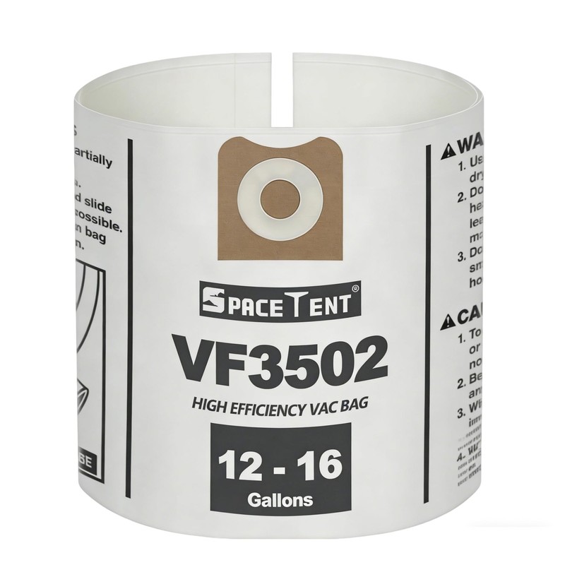 5 Pack VF3502 Replacement for Rigid Shop Vac Bags Size A, 5PK, white