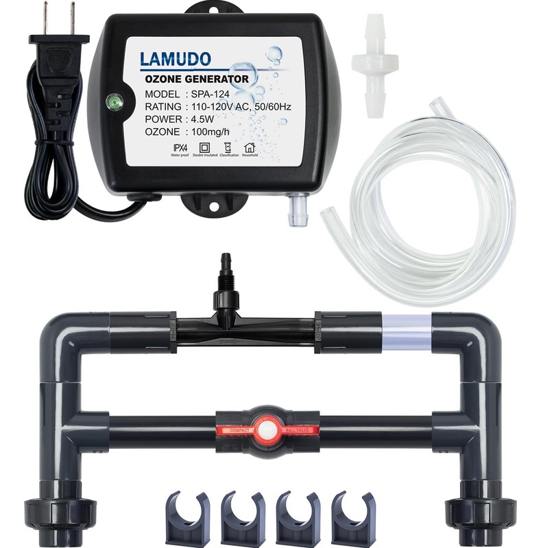 Ozone Venturi Injector Kit with SPA-124 Generator for Cold Black