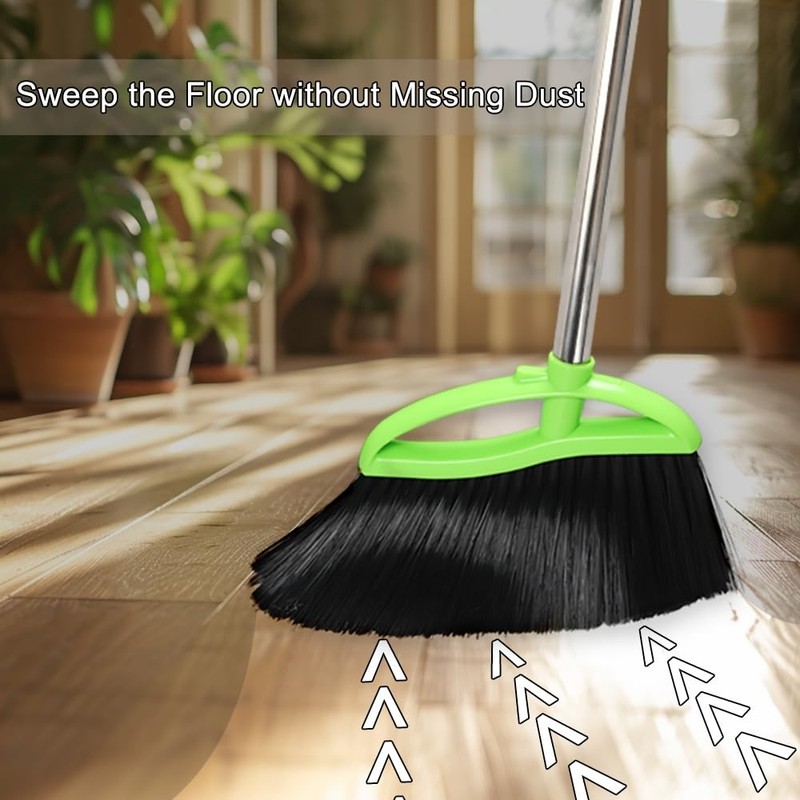 Soft Bristles Green Angle Broom Long Handle Indoor for Hardwood gallery