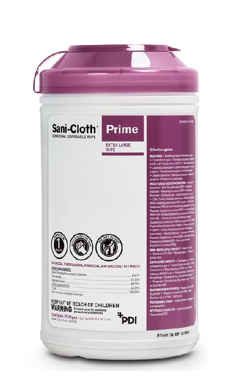 PDI Sani-Cloth Prime X-Large Germicidal Disposable Wipe 70@7.5″x15″-19.05×38.1cm