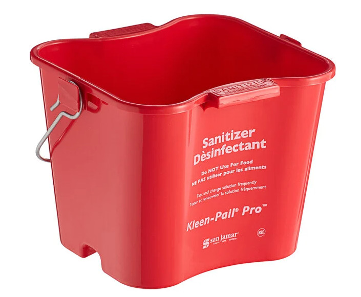 San Jamar KPP97RD Kleen-Pail Pro Sanitizing Bucket - Red - 3 Qt - Ships Free