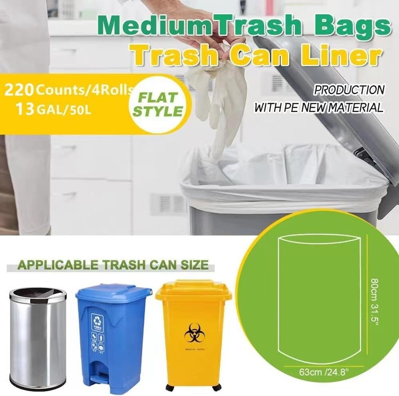 220 Count Garbage Bags 8 Gallon /30 Liter Trash Bags Tear-Resistant for Camping gallery