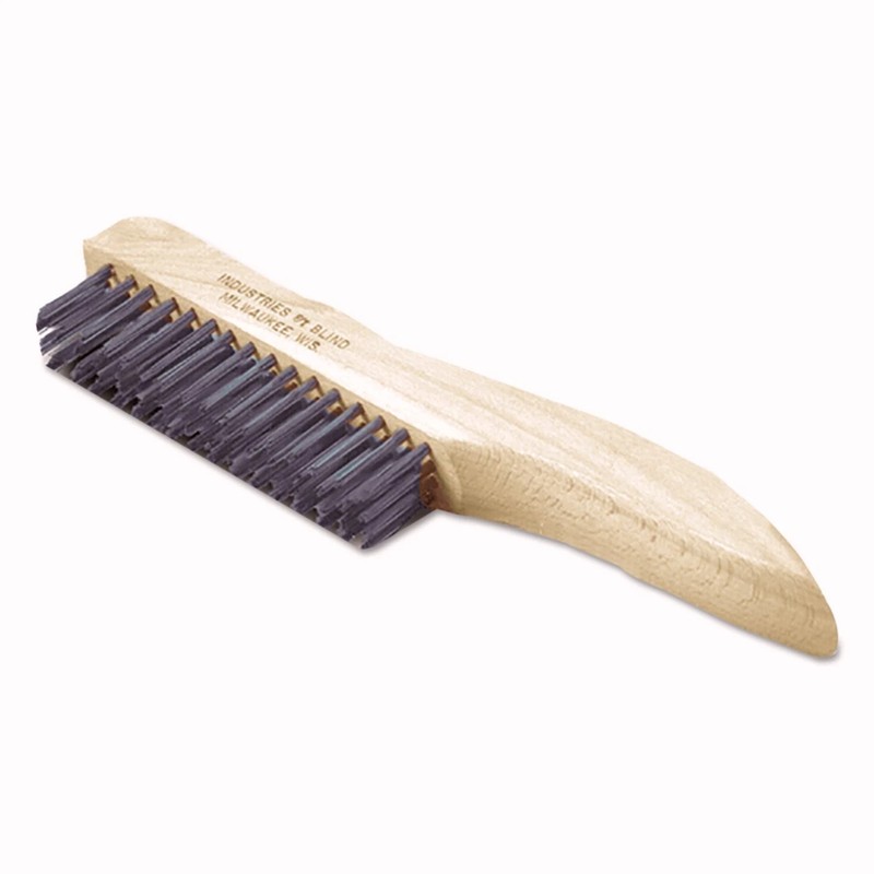 WeBoxed Stainless Steel Bristles Brush, 10.5" Brush, 10.5" Tan Plastic Handle