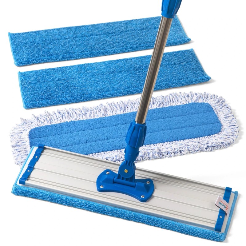Zflow 18″ Professional Microfiber Mop – Commercial Stainless 18 inches, Blue