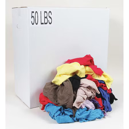 Zoro Select G342050pc Recycled Cotton T-Shirt Cloth Rags, Assorted Colors And
