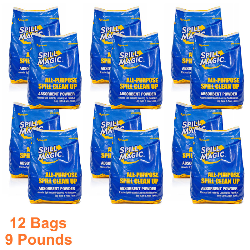 Spill Magic SM106 Absorbent Powder Cleanup 12-Pack (12 oz Bags, 9 lb Total)