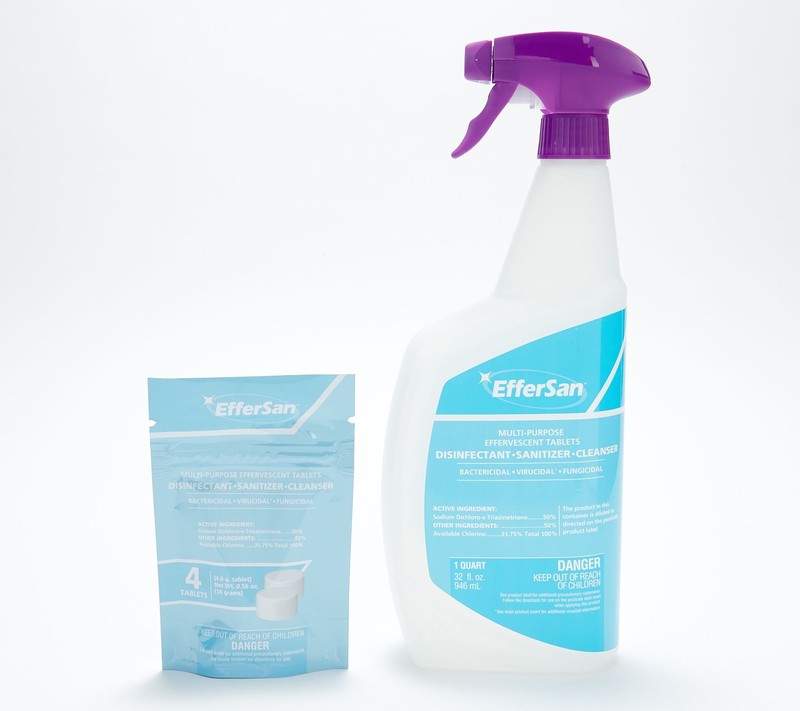 4 Effersan Multipurpose Disinfectant Sanitizer Cleanser Tabs-Spray Bottle 128oz