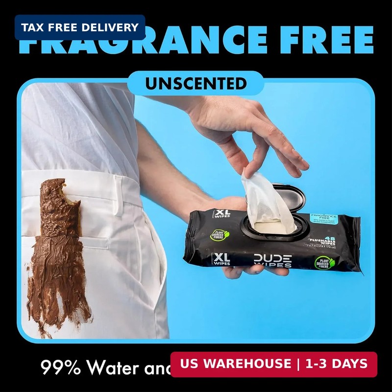 DUDE Wipes Flushable Wet Wipes 48 Count Dispenser, Unscented Wet Wipes with Vita gallery