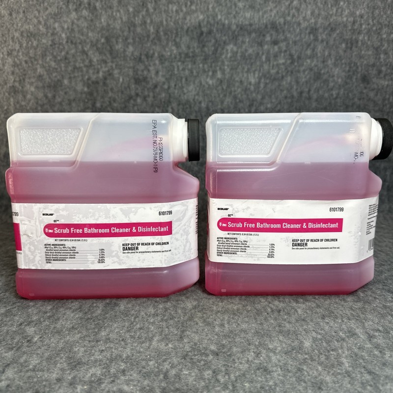 2 Lot Ecolab QC Scrub Free Bathroom Cleaner & Disinfectant 1.3 L 6101799 NEW