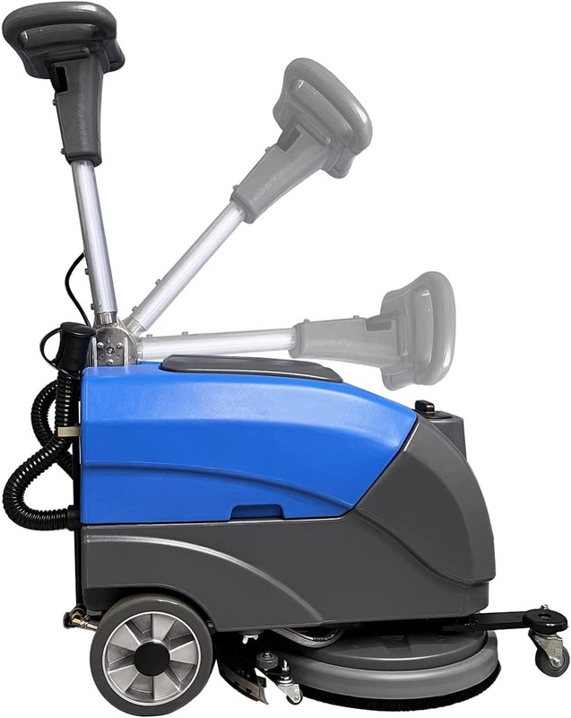 BatteryPowered Walk Behind 15″BrushFloorCleaning 8Gal Fordable Portable Scrubber