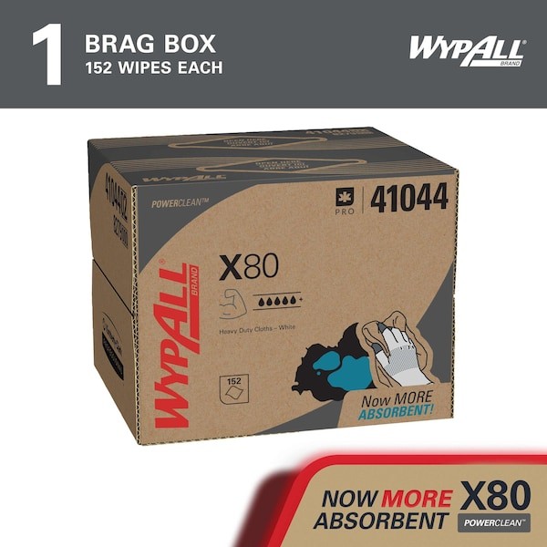 Wypall 41044 Wypall Power Clean X80 Heavy Duty Cloths (41044), Brag Box, White, gallery