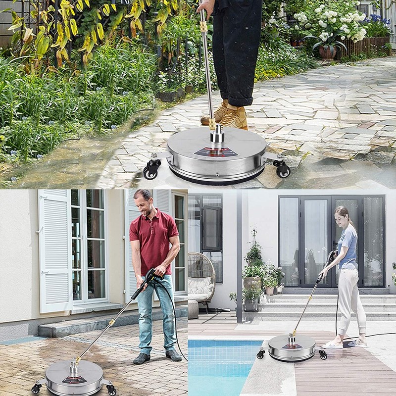 15" Pressure Washer Surface Cleaner with 3 Wheels, Stainless Steel Power Broom gallery