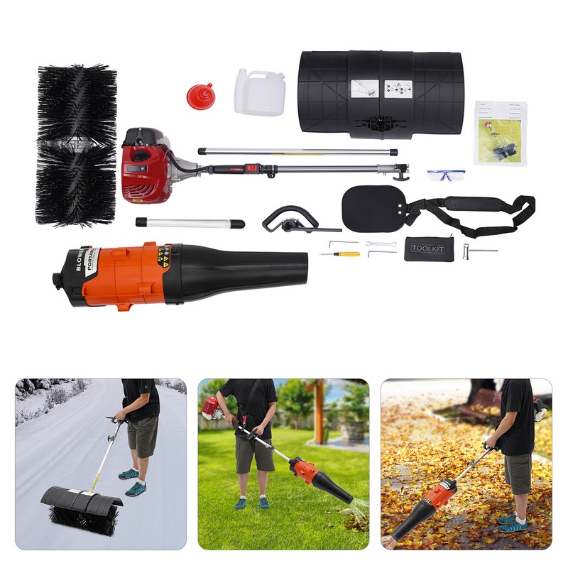 52cc Gas Power Sweeper Broom w/Blower Handheld Turf Lawn Grass Brush Clean Tool gallery