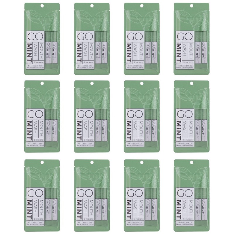 Go Mouthwash GMHMW05 Individual Mouthwash Packets - Mint Flavor (12/Box) New