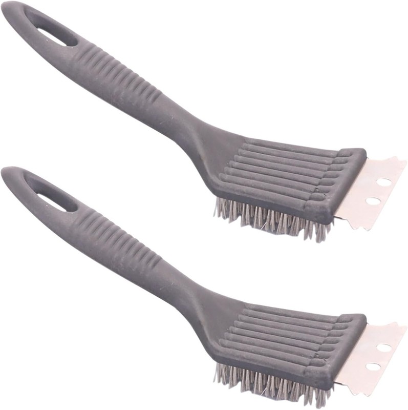 2 Pcs 8.3 Inch x 2.8 Inch Stainless Steel Grill Brush with Plastic Handle for