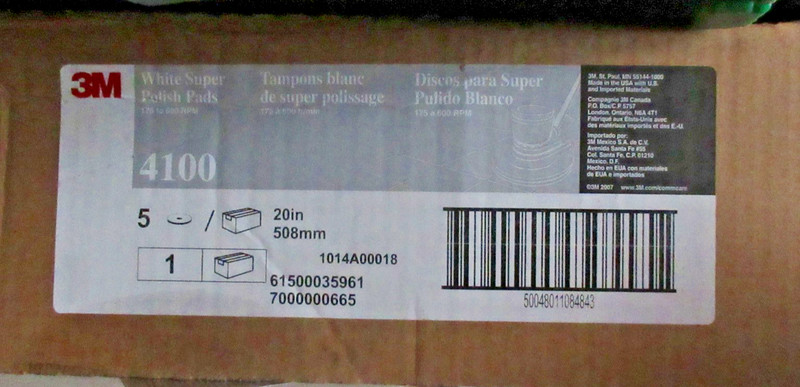 3M Super Polish Floor Pad 4100, 20-Inch Diameter, White, 5/Carton