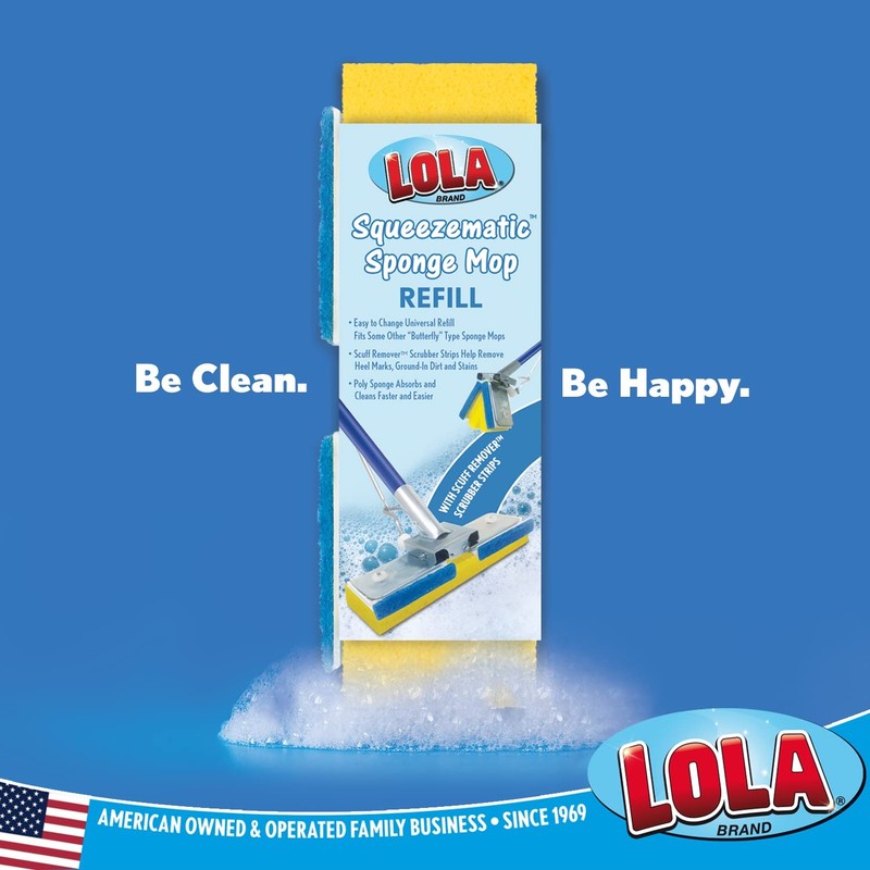 LOLA Squeeze Matic Butterfly Sponge Mop Refill, 9", 2 Pack 2 Pack, Yellow gallery