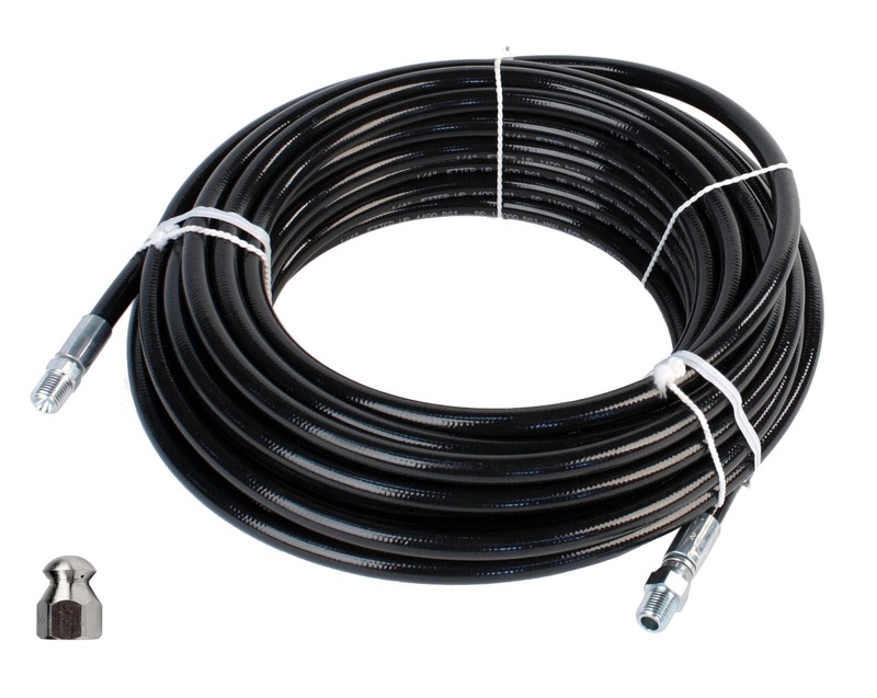 Schieffer 1/4″ x 100′ 4400 PSI Thermoplastic Sewer Jetter Hose & 5.5 Nozzle