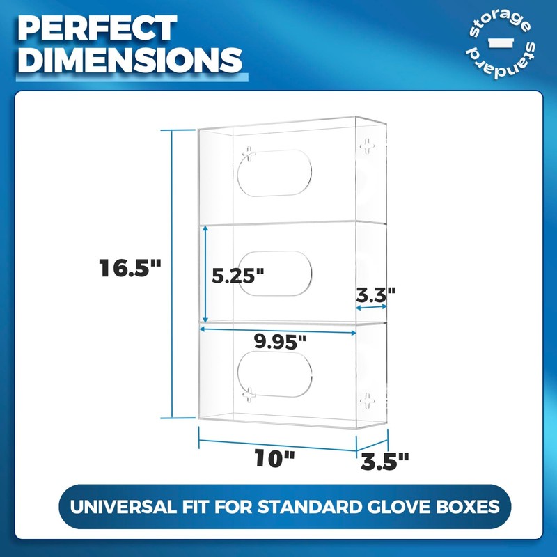 Wall Mount Triple Glove Box Holder - Disposable Glove Dispenser for Medical & Ki gallery