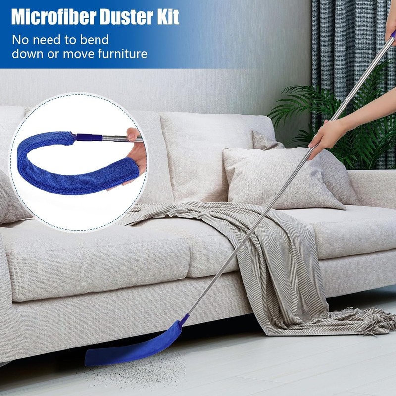 Retractable Gap Dust Cleaner Brush with Long Handle (30 to 100 43*5*3, Blue gallery