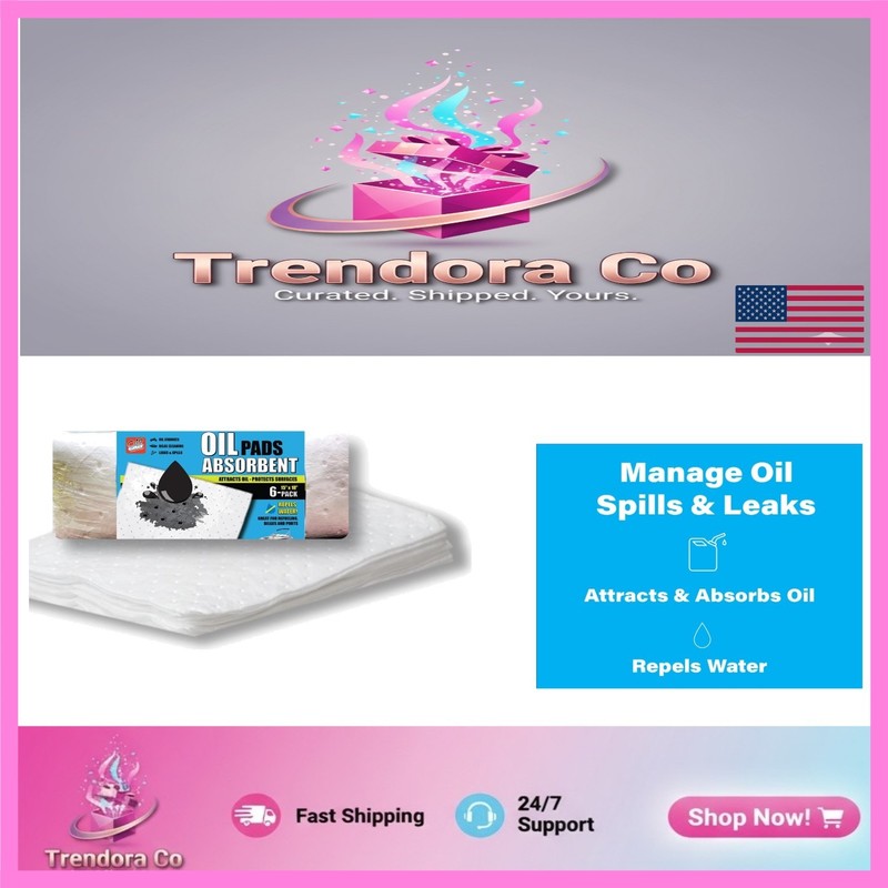 Marine Oil Absorbent Pads – 15″ x 18″ – 6 White Pads for Easy Spill Management