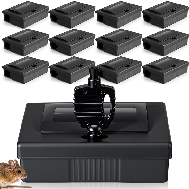 Mysora 12 Pcs Mouse Station with Key Reusable Rats Bait Stations Mice...