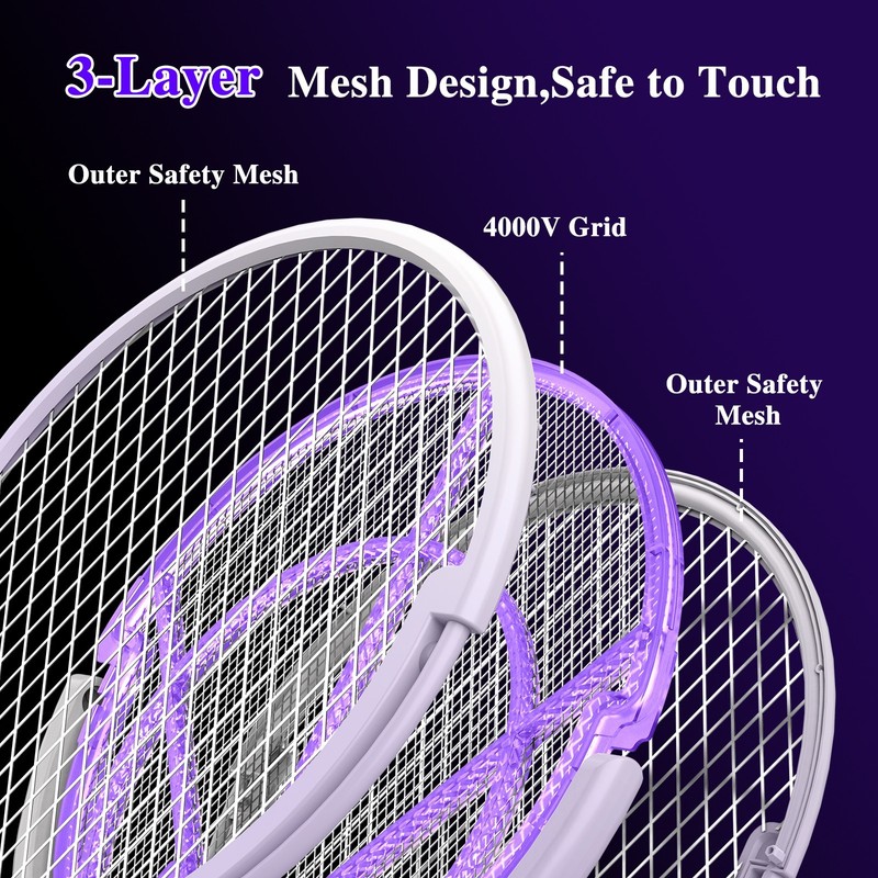 4000V Electric Fly Swatter Racket Bug Zapper Indoor Fly Zapper Mosquito Zapper,p gallery