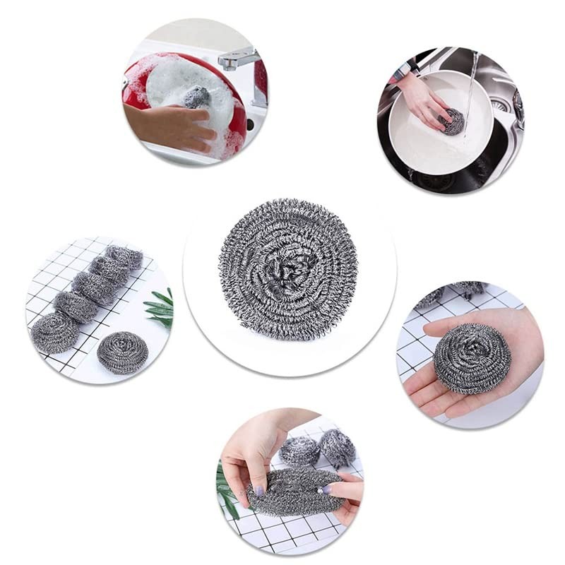 KTOJOY 6 Pack Stainless Steel Wool Scrubber, Scrubbing Scouring 3*1.4, Silver gallery