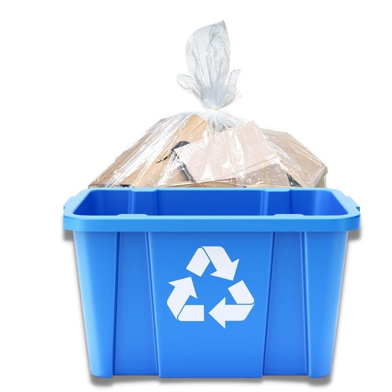 Plasticplace 14 Gallon Clear Recycling Trash Bags 1.2 Mil Garbage Can Liners