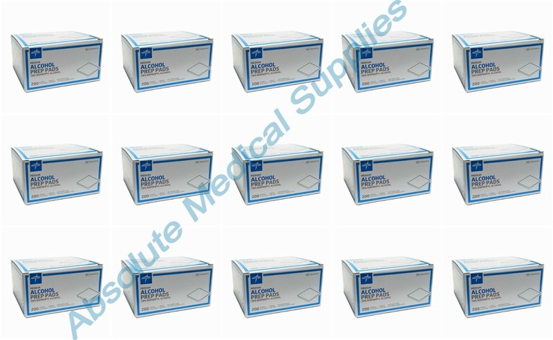 *15-Packs* Medline Alcohol 200 Prep Pads Sterile 2-Ply Medium MDS090735