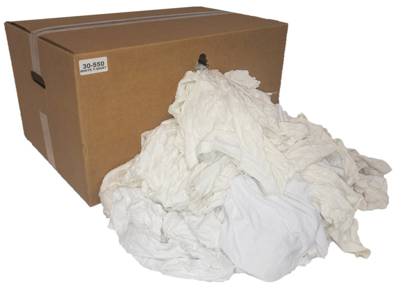 White Knit Reclaimed Rags - Wiping Cleaning Cloth - 50 LB Box