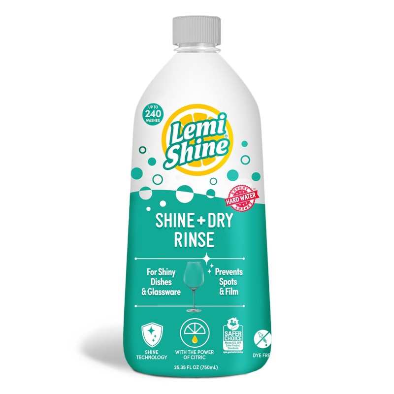 Lemi Shine and Dry Natural Dishwasher Rinse 25 Fl Oz (Pack of 1), White
