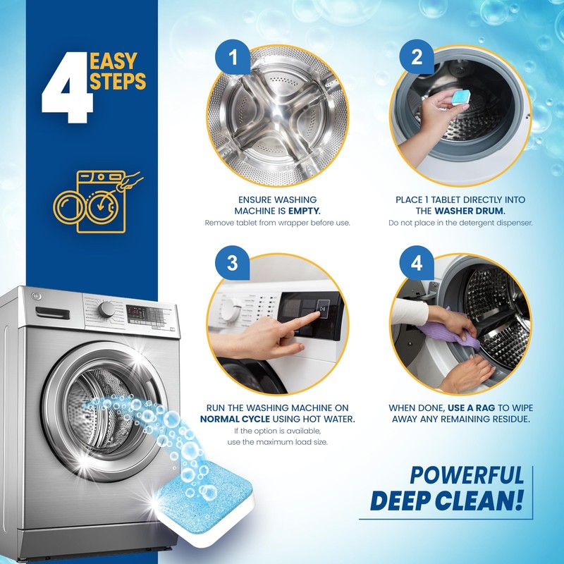 Washing Machine Cleaner Tablets 24 Pack - 24 Count (Pack of 1), Blue & White gallery